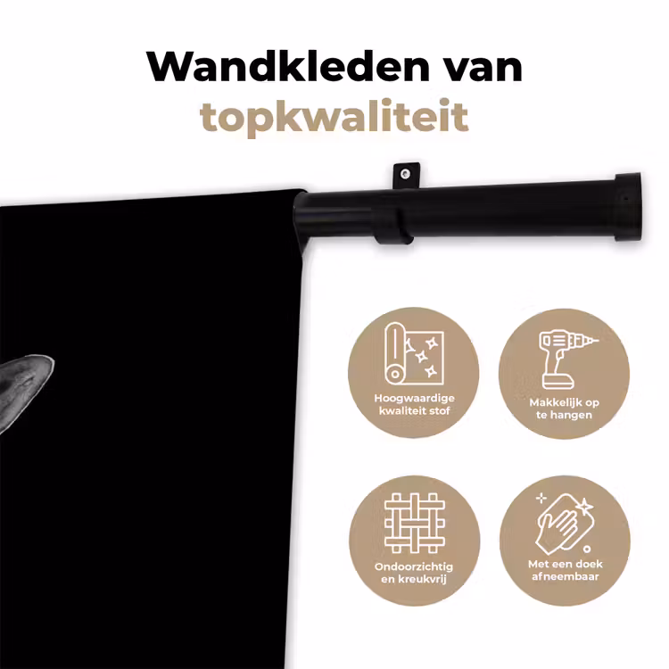 Wandkleed - Giraffe - Dier - Zwart - Wit — 3