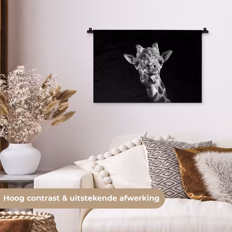 Wandkleed - Giraffe - Dier - Zwart - Wit — 4