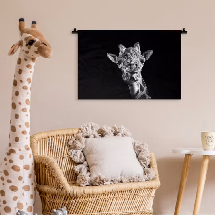 Wandkleed - Giraffe - Dier - Zwart - Wit — 5