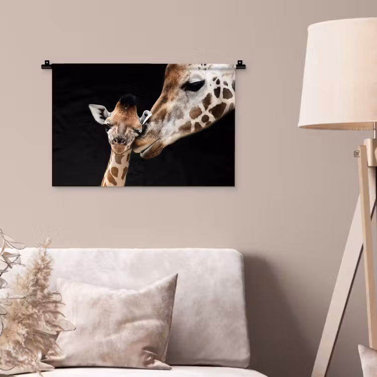 Wandkleed - Giraffe - Dieren - Zwart - Portret - Dieren — 2
