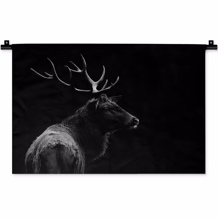 Wandkleed - Hert - Zwart - Portret - Gewei - Dieren — 1