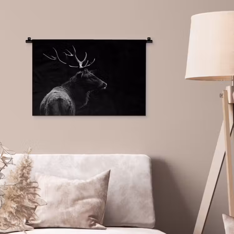Wandkleed - Hert - Zwart - Portret - Gewei - Dieren — 2