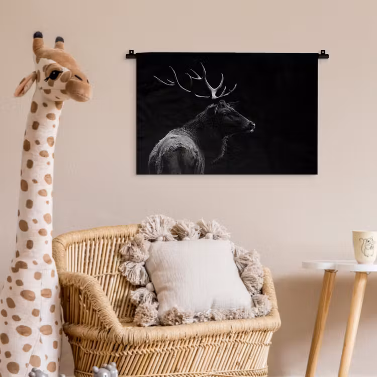 Wandkleed - Hert - Zwart - Portret - Gewei - Dieren — 5
