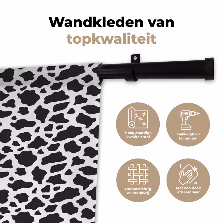 Wandkleed - Koe - Vlekken - Patroon - Zwart — 3