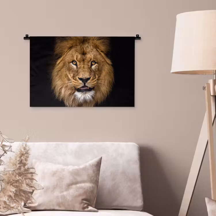 Wandkleed - Leeuw - Portret - Zwart - Dieren — 2