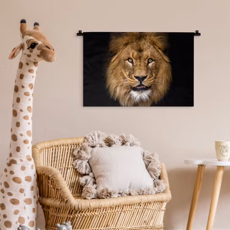 Wandkleed - Leeuw - Portret - Zwart - Dieren — 5