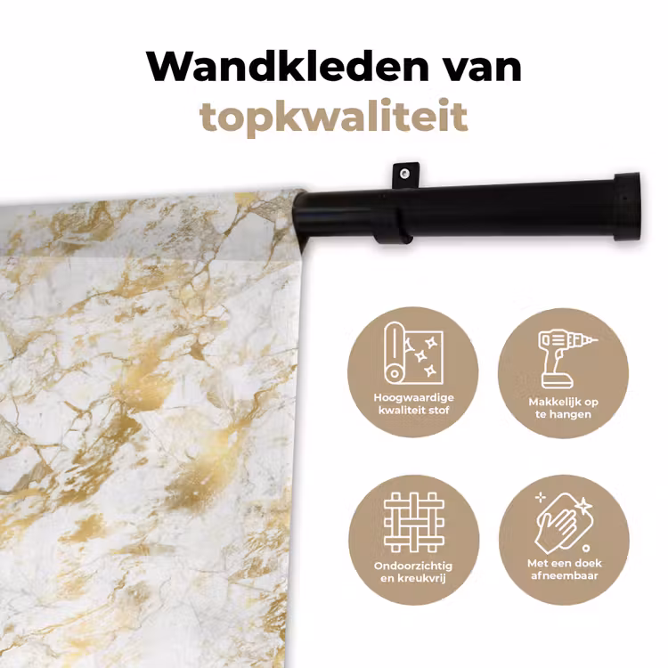 Wandkleed - Marmer - Goud - Structuur — 3