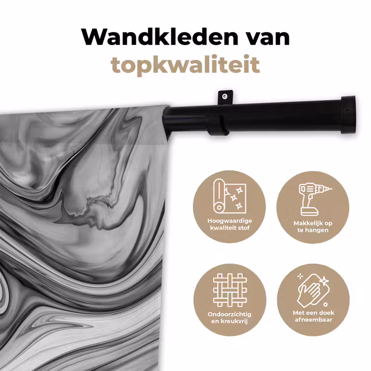 Wandkleed - Marmer - Patronen - Grijs - Marmerlook - Zwart — 3