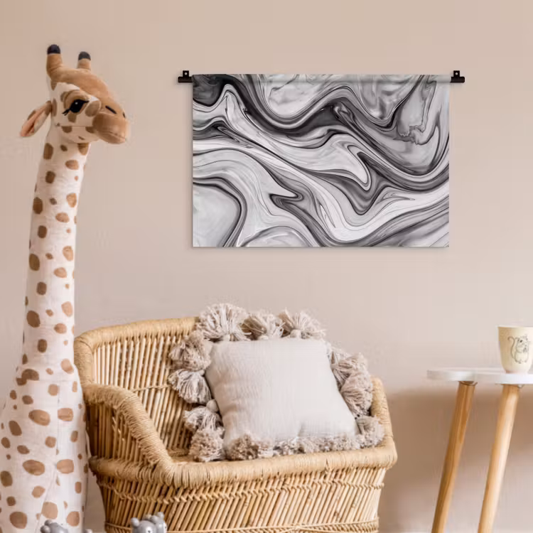 Wandkleed - Marmer - Patronen - Grijs - Marmerlook - Zwart — 5