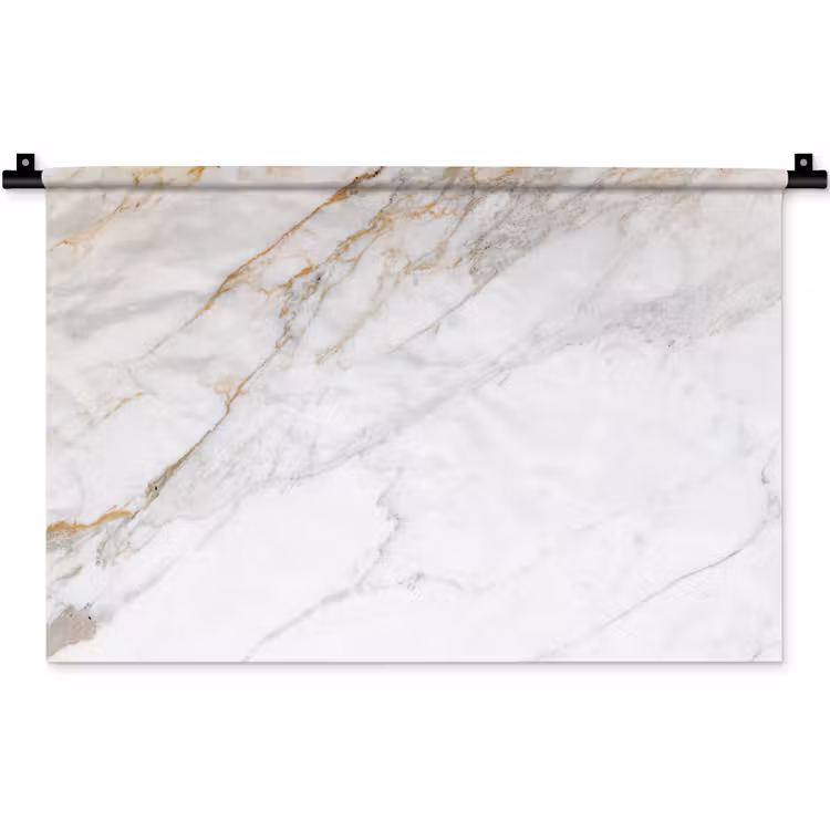Wandkleed - Marmer - Steen - Wit - Goud - Marmerlook - Steen - Luxe — 1