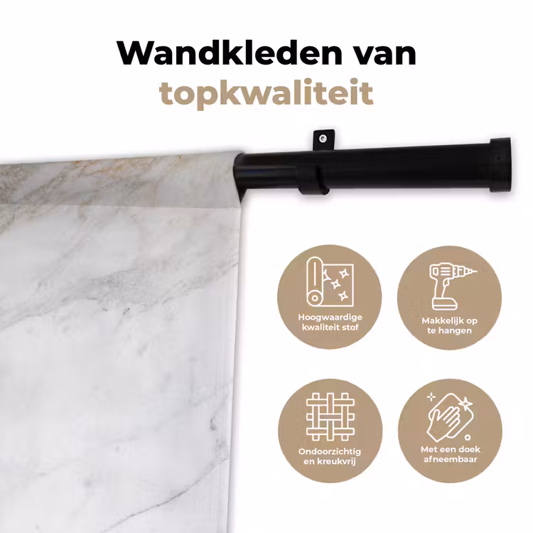 Wandkleed - Marmer - Steen - Wit - Goud - Marmerlook - Steen - Luxe — 3