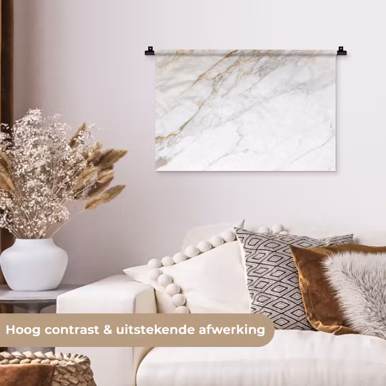 Wandkleed - Marmer - Steen - Wit - Goud - Marmerlook - Steen - Luxe — 4