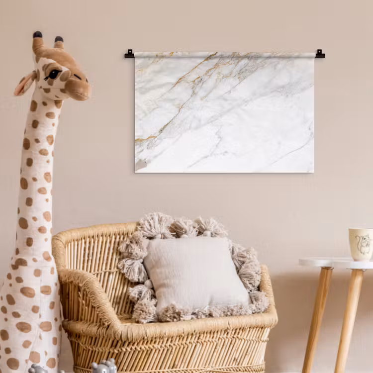 Wandkleed - Marmer - Steen - Wit - Goud - Marmerlook - Steen - Luxe — 5