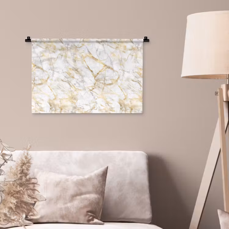 Wandkleed - Marmer - Wit - Expressief - Goudaccenten — 2