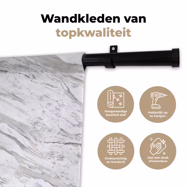Wandkleed - Marmer - Wit - Grijsgroen — 3