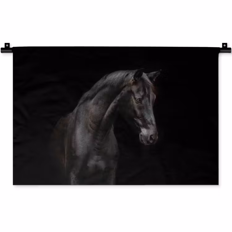Wandkleed - Paard - Dieren - Zwart - Portret — 1
