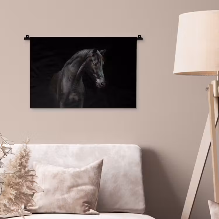 Wandkleed - Paard - Dieren - Zwart - Portret — 2