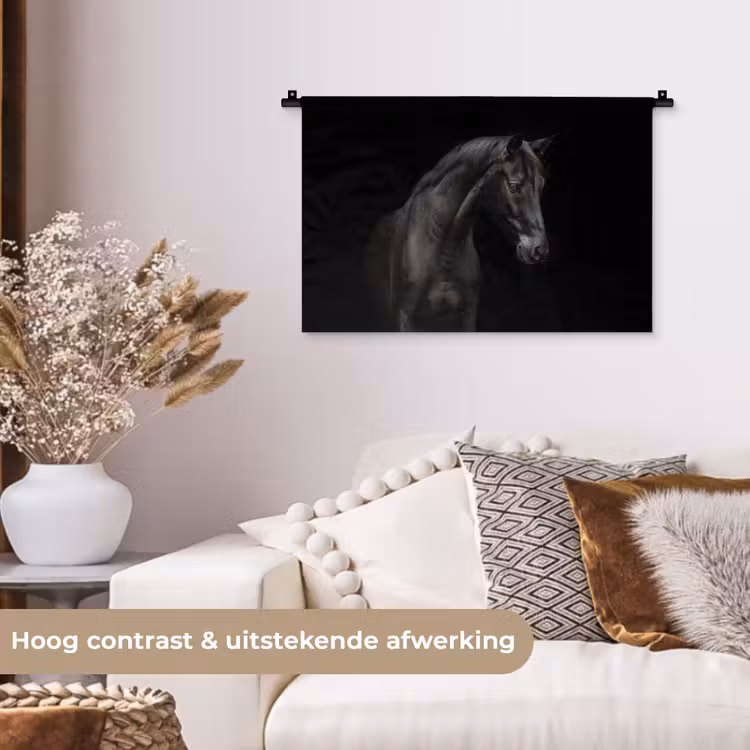 Wandkleed - Paard - Dieren - Zwart - Portret — 4