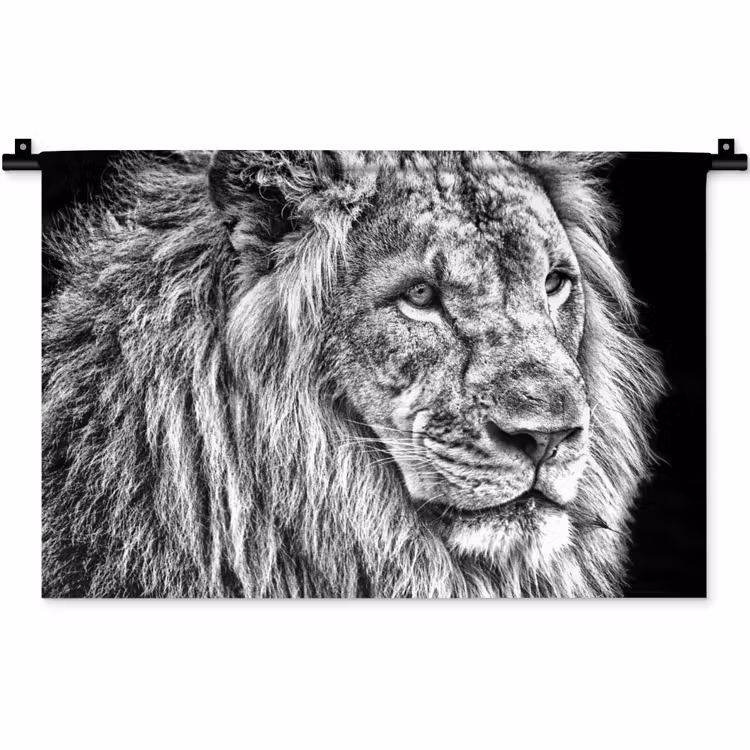 Wandkleed - Portret - Leeuw - Zwart wit — 1