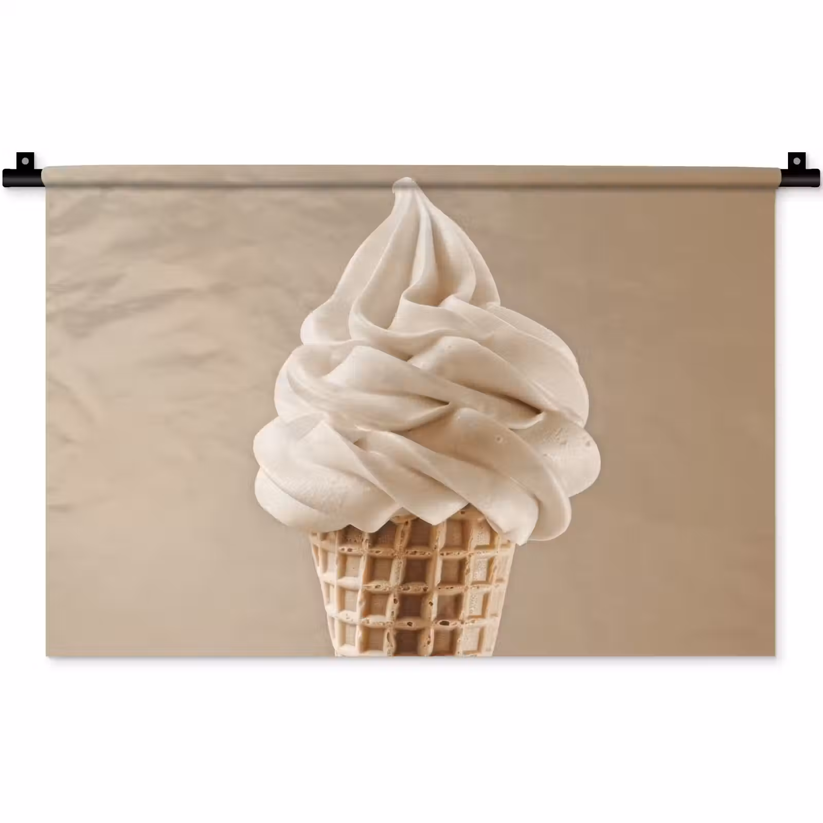 Wandkleed - IJs - Softijs - Romig - Hoorntje - Beige — 1
