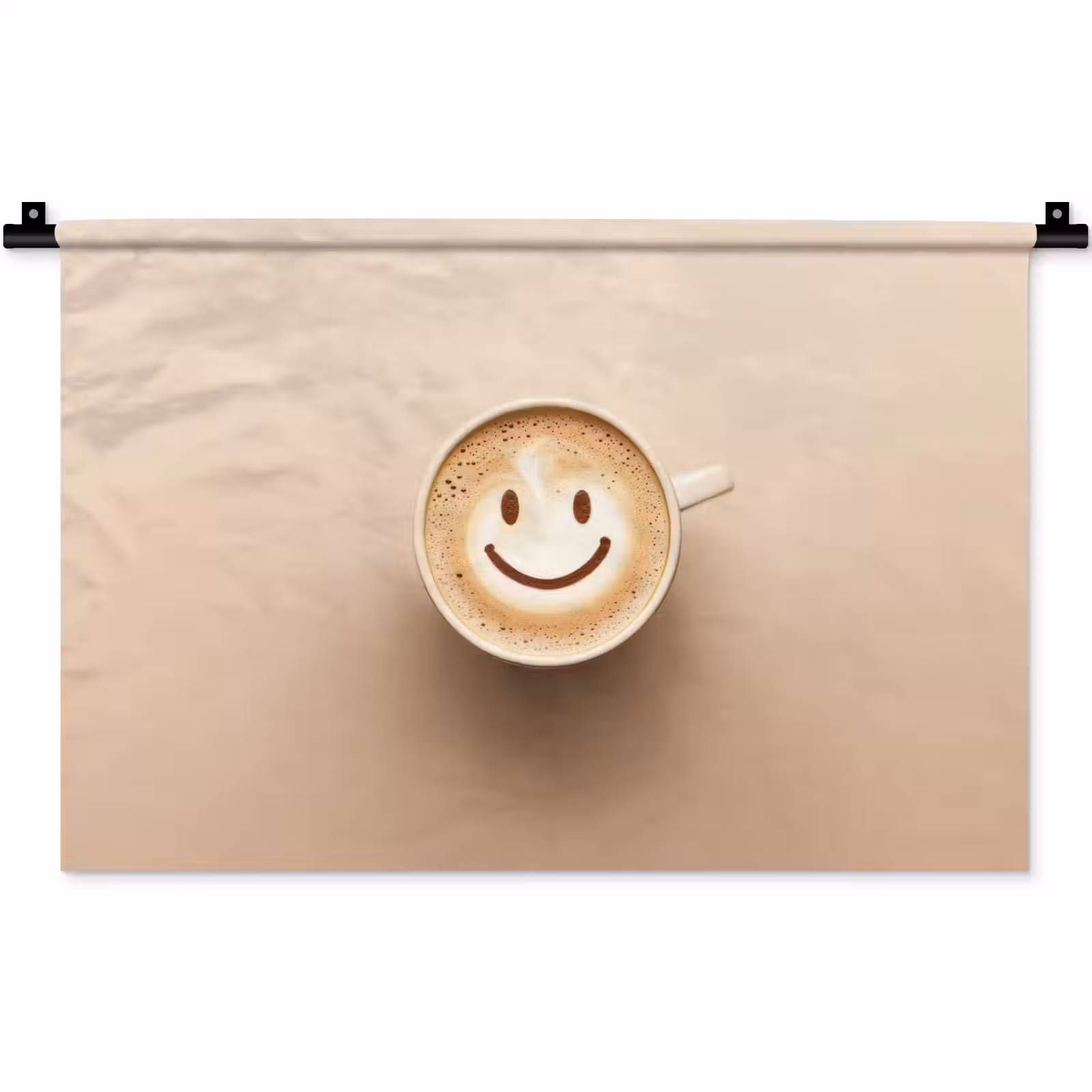 Wandkleed - Koffie - Melkschuim - Lach - Beige — 1