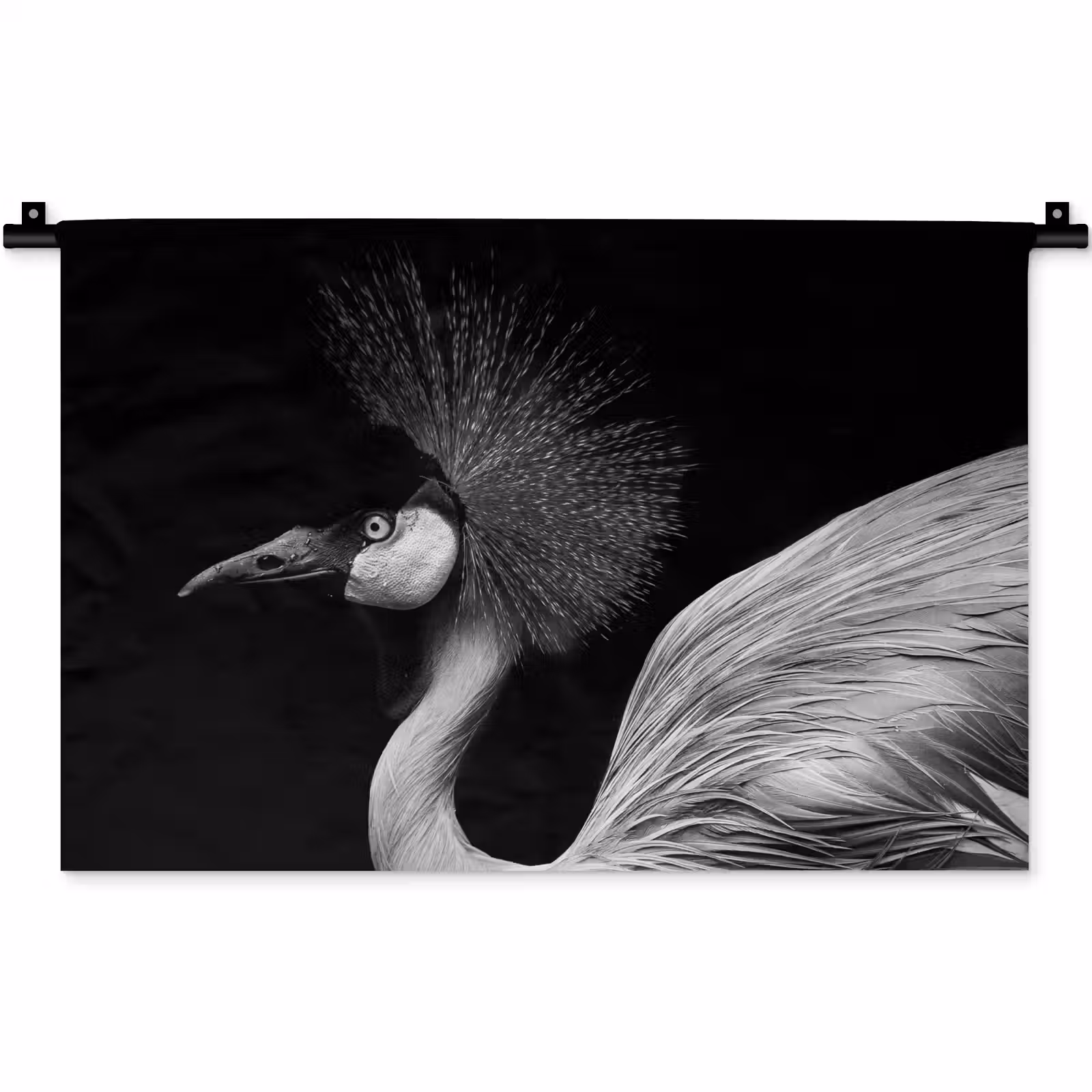 Wandkleed - Kraanvogel - Zwart - Wit - Vogel - Dieren — 1