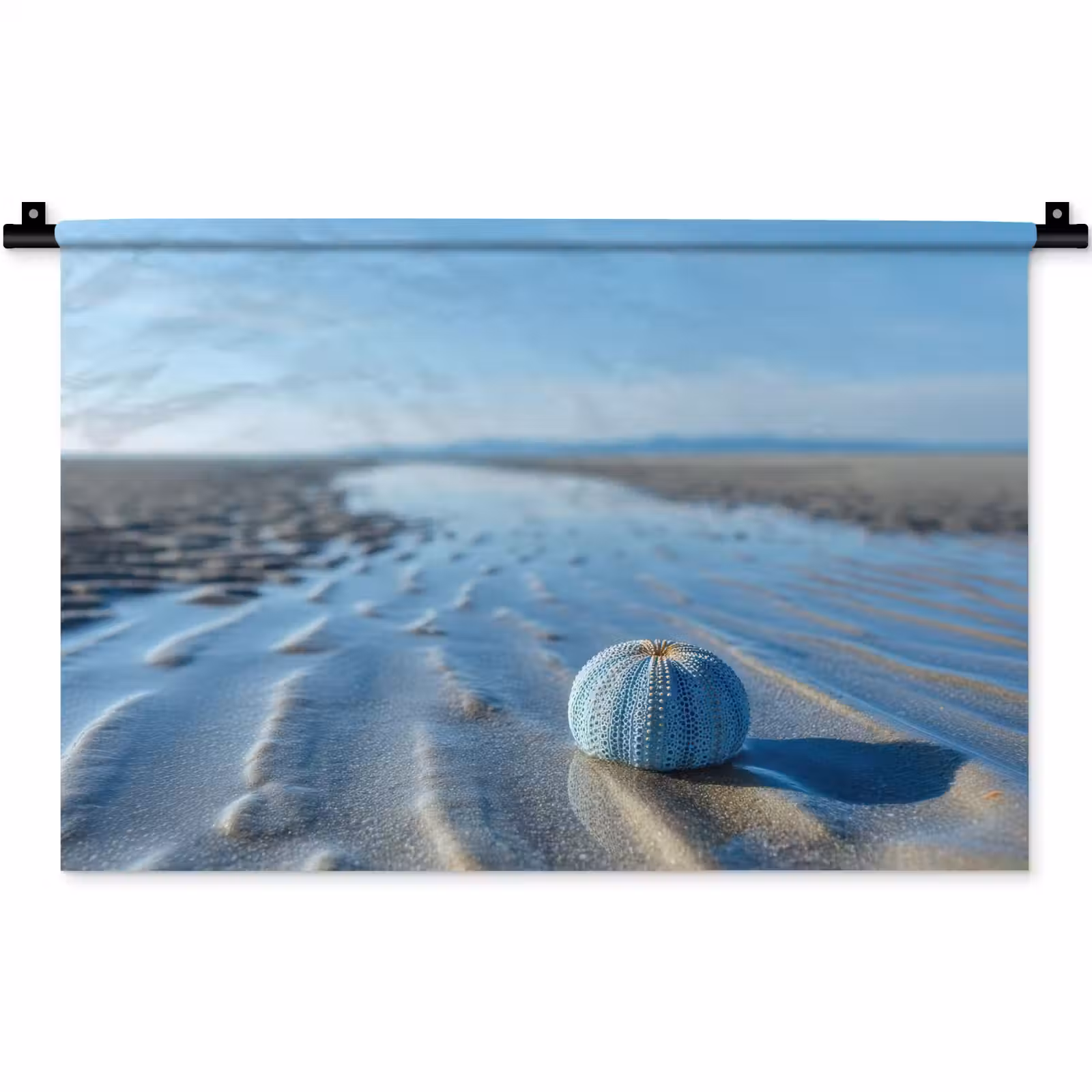 Wandkleed - Strand - Schild - Water - Blauw — 1