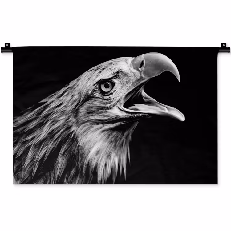 Wandkleed - Adelaar - Portret - Roofvogels - Zwart - Wit - Vogel — 1
