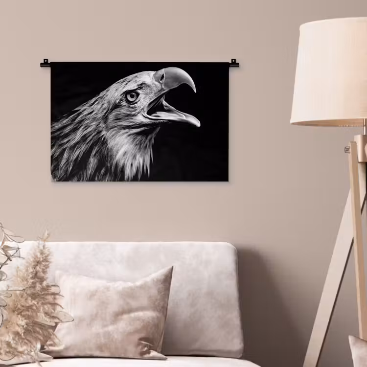 Wandkleed - Adelaar - Portret - Roofvogels - Zwart - Wit - Vogel — 2