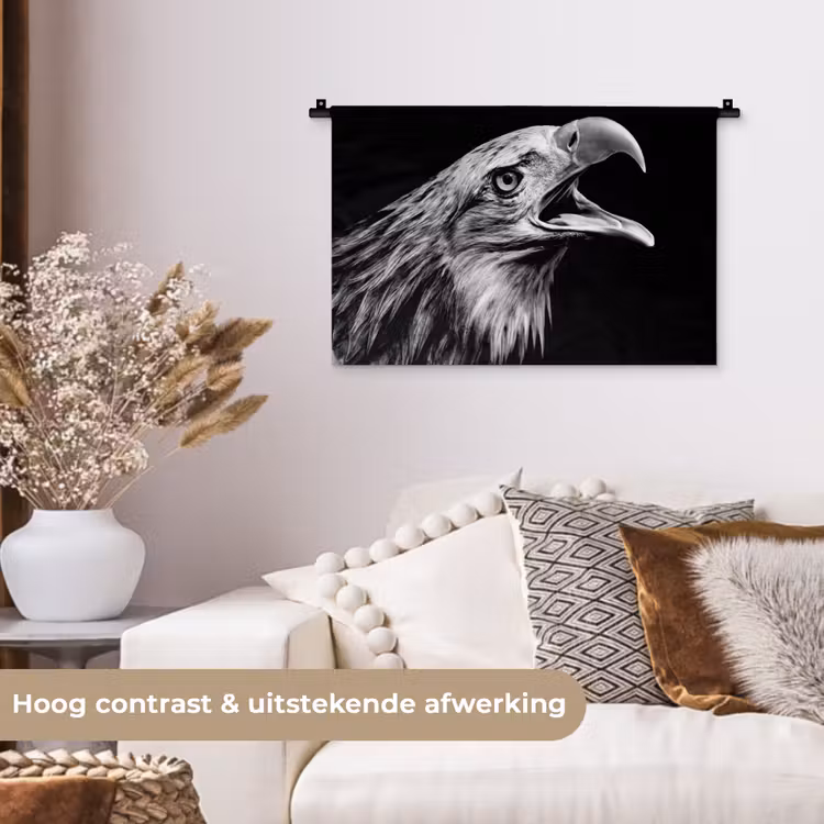 Wandkleed - Adelaar - Portret - Roofvogels - Zwart - Wit - Vogel — 4