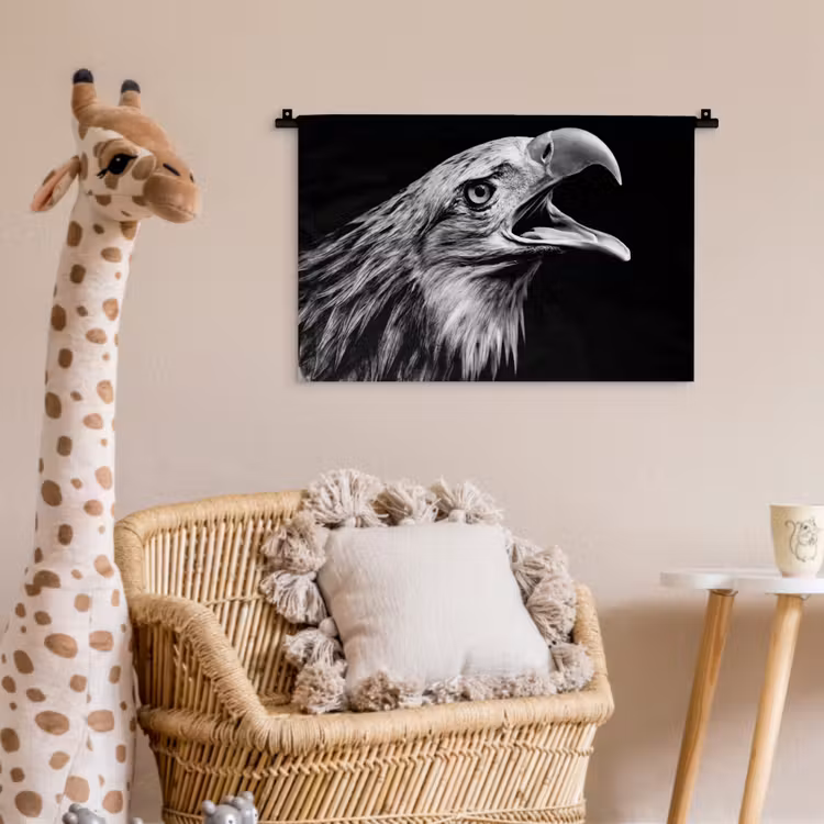 Wandkleed - Adelaar - Portret - Roofvogels - Zwart - Wit - Vogel — 5