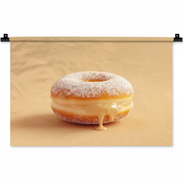 Wandkleed - Donut - Romig - Poedersuiker - Beige — 1