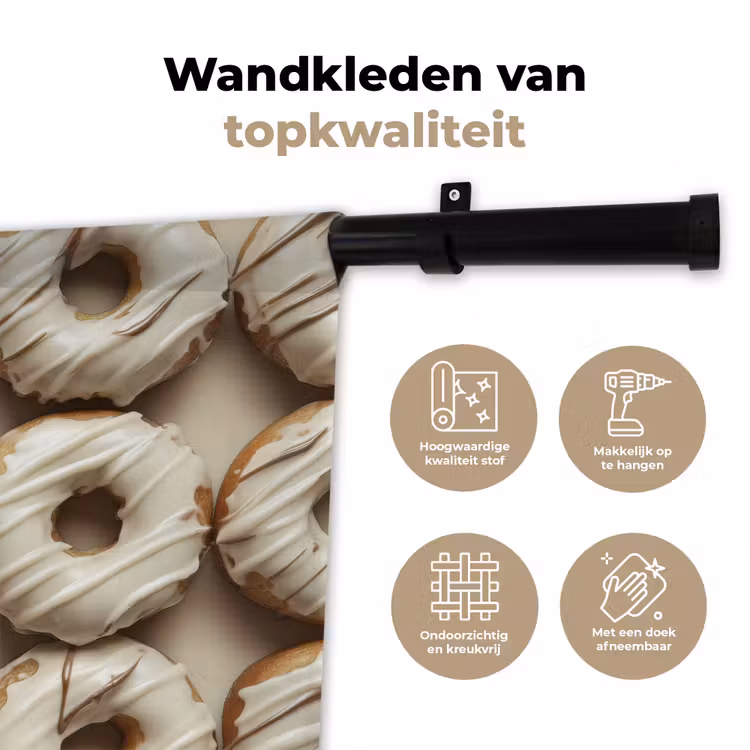 Wandkleed - Donuts - Chocolade - Wit - Beige — 3