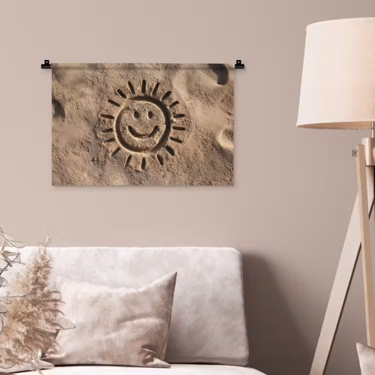 Wandkleed - Gezichtje - Zon - Zand - Getekend — 2