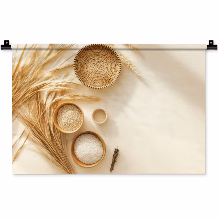 Wandkleed - Granen - Hout - Kom - Beige — 1