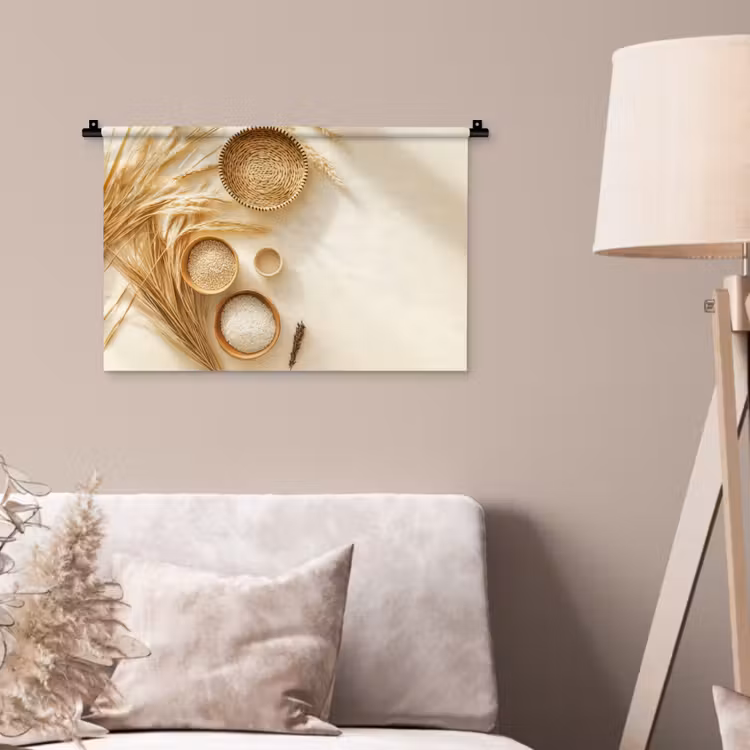 Wandkleed - Granen - Hout - Kom - Beige — 2