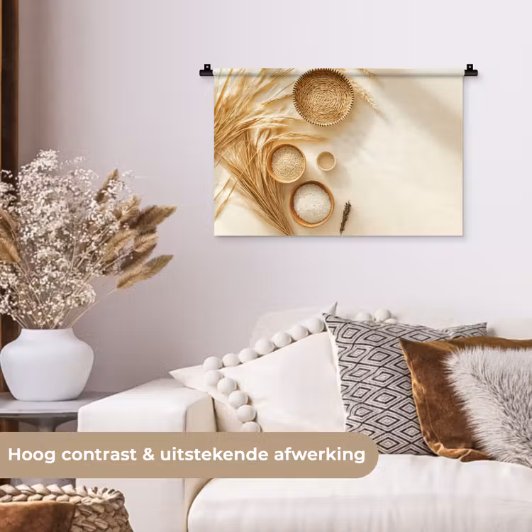 Wandkleed - Granen - Hout - Kom - Beige — 4