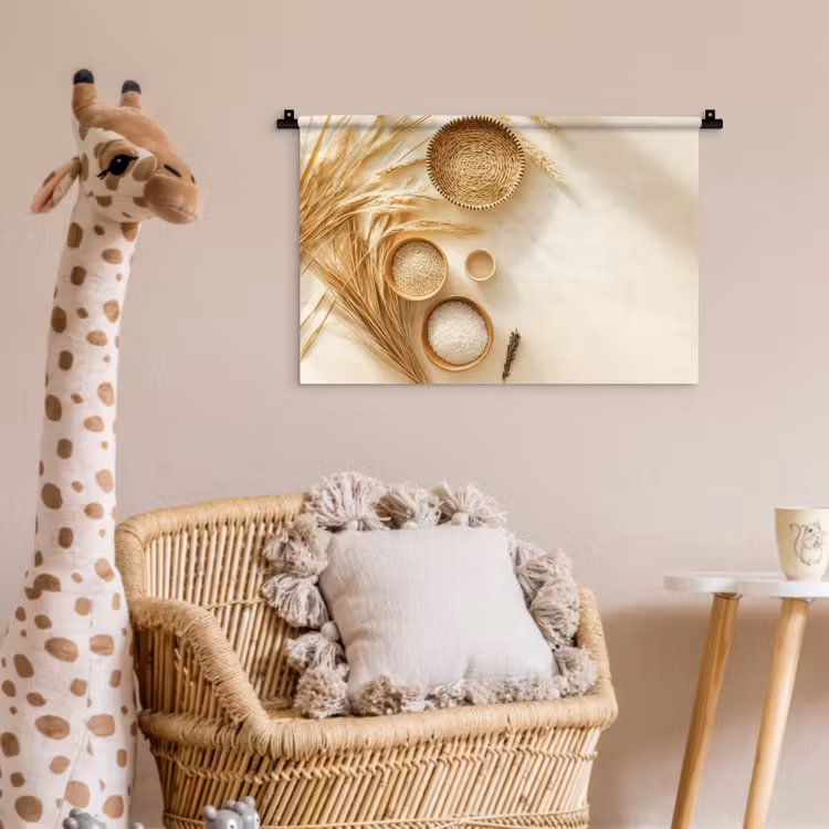Wandkleed - Granen - Hout - Kom - Beige — 5