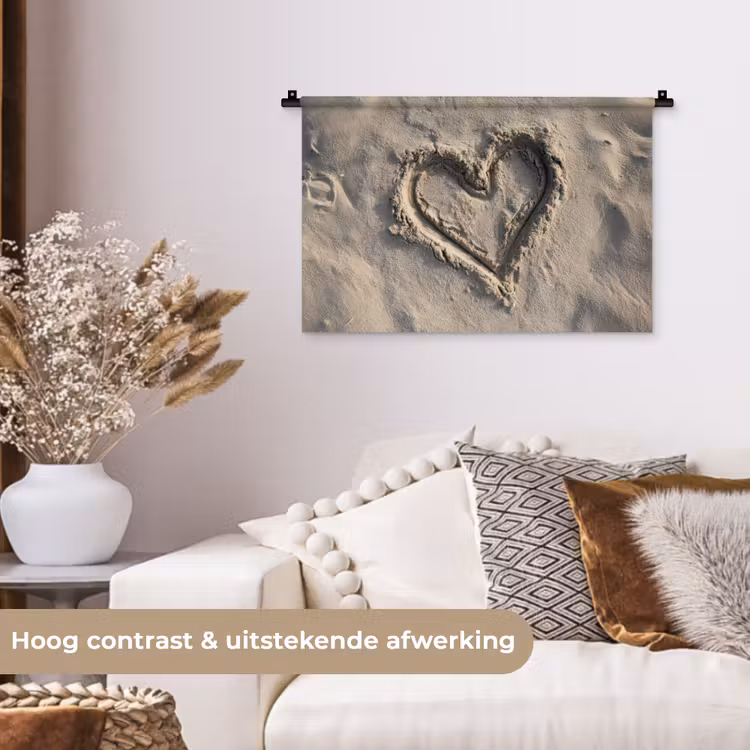 Wandkleed - Hartvorm - Getekend - Beige - Zand — 4
