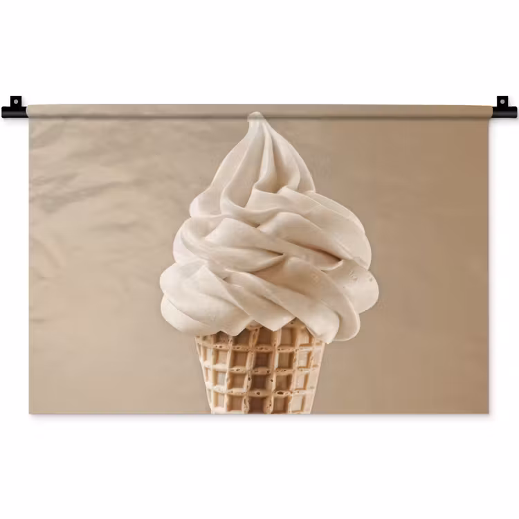 Wandkleed - IJs - Softijs - Romig - Hoorntje - Beige — 1