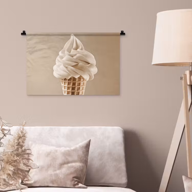 Wandkleed - IJs - Softijs - Romig - Hoorntje - Beige — 2