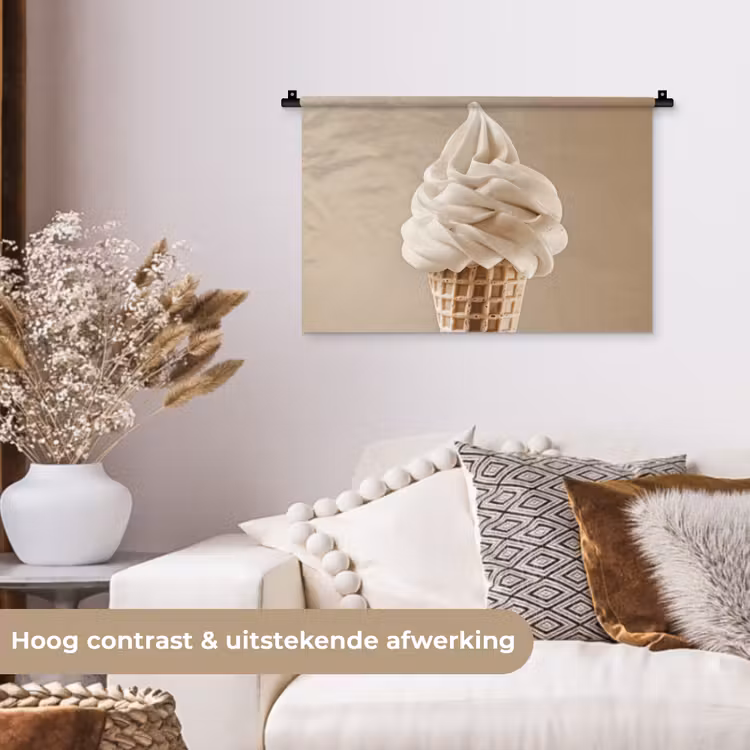 Wandkleed - IJs - Softijs - Romig - Hoorntje - Beige — 4