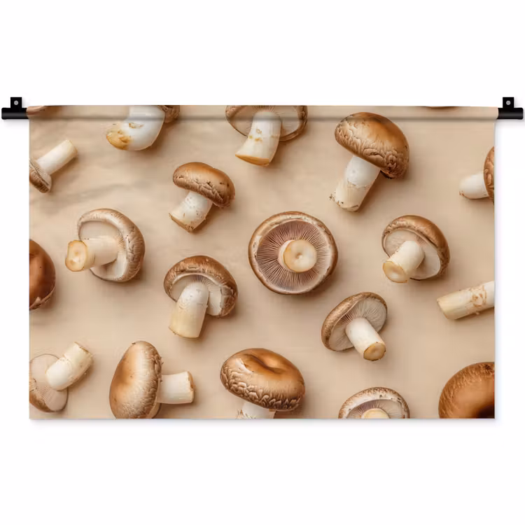 Wandkleed - Kastanje Champignons - Beige — 1
