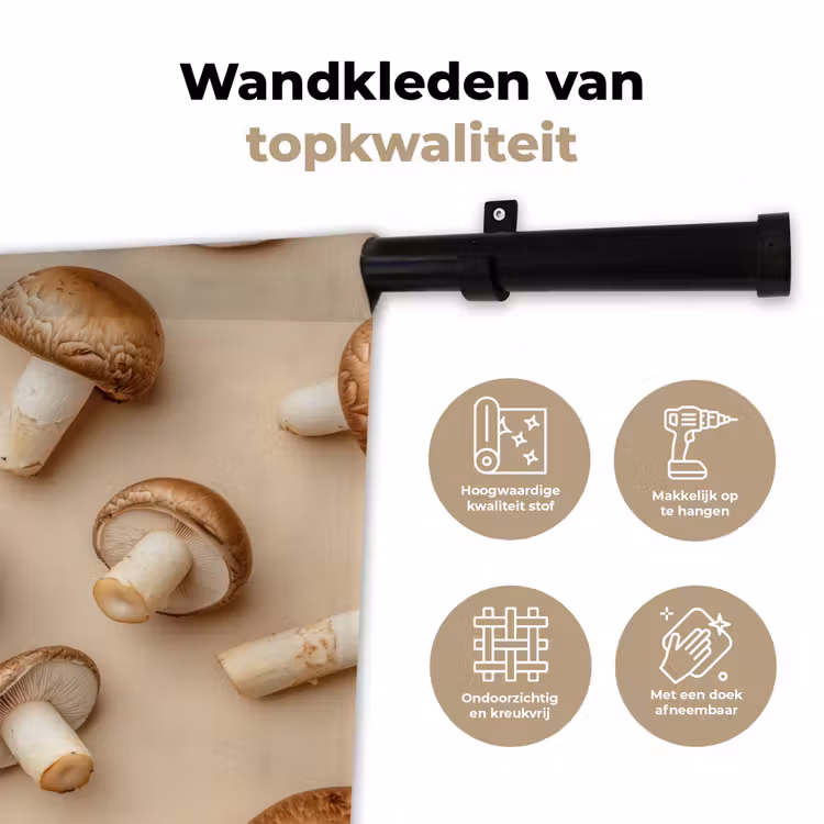 Wandkleed - Kastanje Champignons - Beige — 3