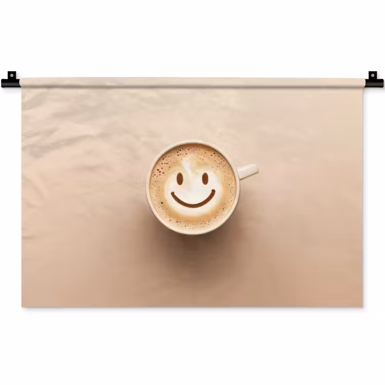 Wandkleed - Koffie - Melkschuim - Lach - Beige — 1