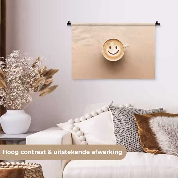 Wandkleed - Koffie - Melkschuim - Lach - Beige — 4