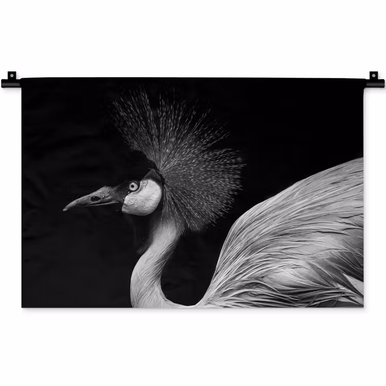 Wandkleed - Kraanvogel - Zwart - Wit - Vogel - Dieren — 1
