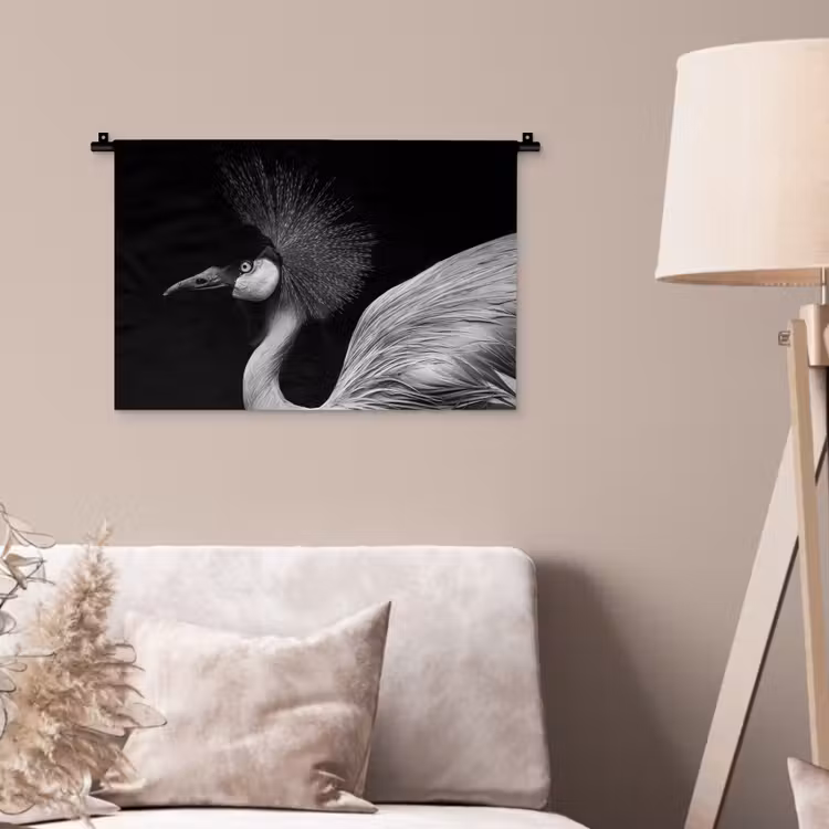 Wandkleed - Kraanvogel - Zwart - Wit - Vogel - Dieren — 2