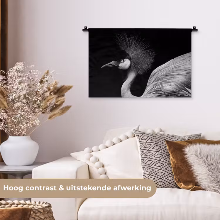 Wandkleed - Kraanvogel - Zwart - Wit - Vogel - Dieren — 4