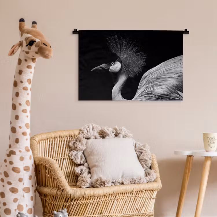 Wandkleed - Kraanvogel - Zwart - Wit - Vogel - Dieren — 5